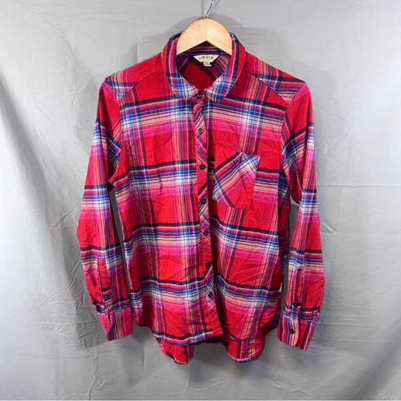 Orvis Shirt Womens Large Red Plaid Button Down Long Sleeve Classic Collection - Picture 1 of 7